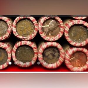 10 Wheat Cent Rolls with BU wheat/Steel cent/indian head penny showing on end